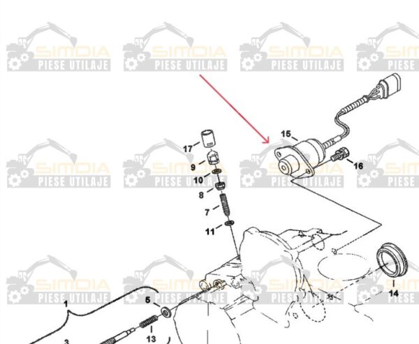 Solenoid oprire motor pentru miniexcavator Bobcat 428 - imagine 2